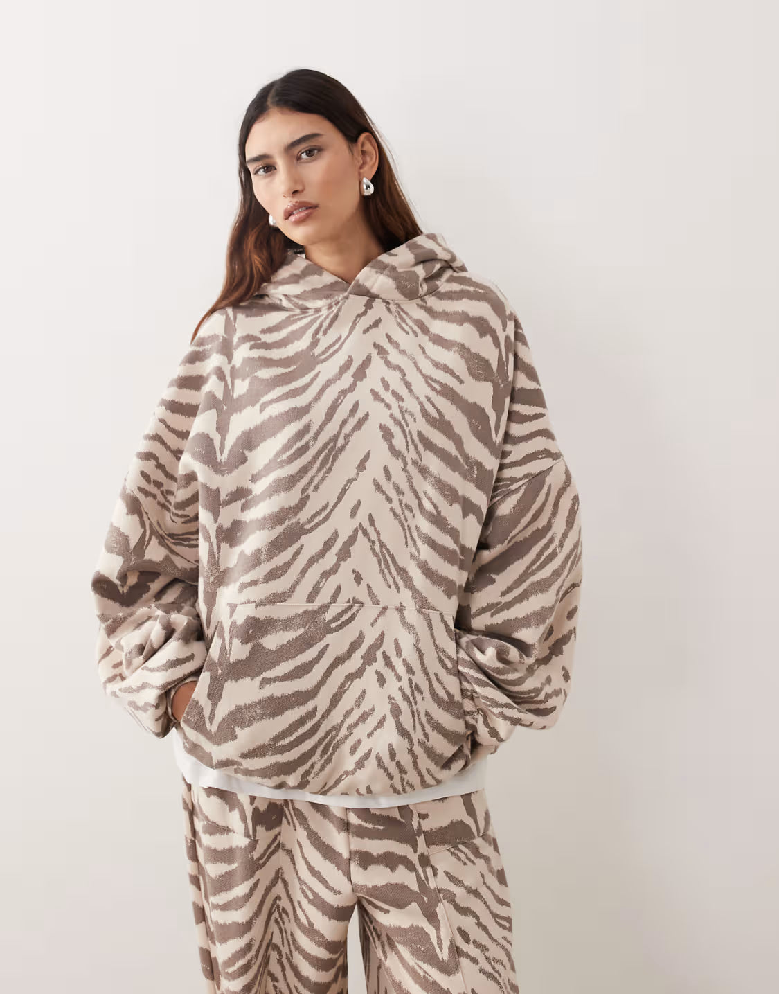 Zebra Print Oversized Hoodie